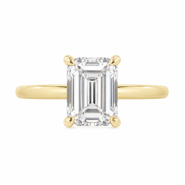 2.92 CT Lab-Grown Emerald-Cut Diamond 14K Yellow Gold Engagement Ring