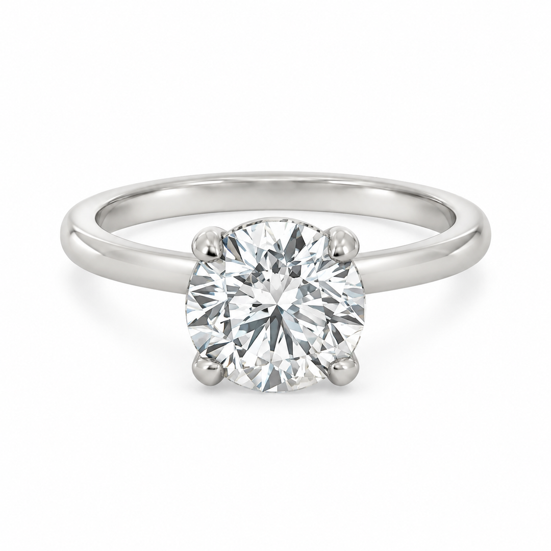 2.02 CT Round Lab Grown Diamond Platinum Hidden Halo Engagement Ring
