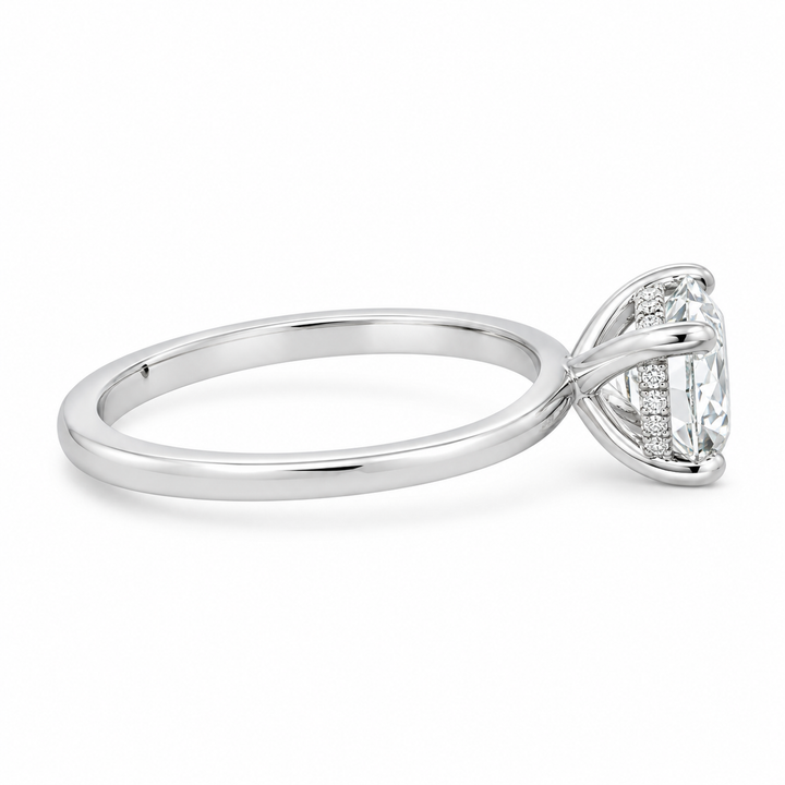 2.02 CT Round Lab Grown Diamond Platinum Hidden Halo Engagement Ring