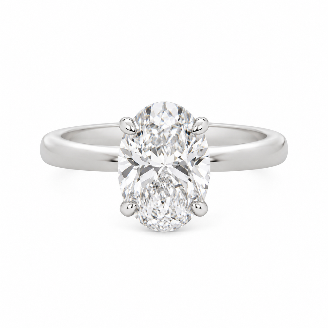 3.04 CT Oval Lab Grown Diamond 14K White Gold Engagement Ring