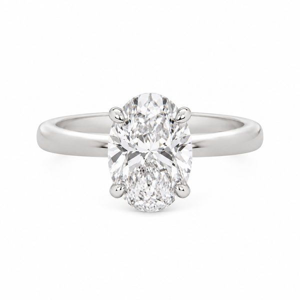 3.04 CT Oval Lab Grown Diamond 14K White Gold Engagement Ring