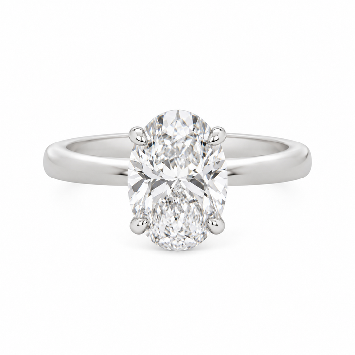 3.04 CT Oval Lab Grown Diamond 14K White Gold Engagement Ring