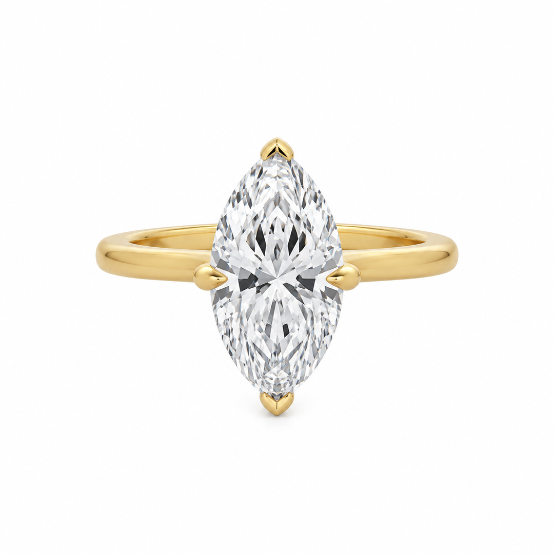Lab Grown 3.03 CT Marquise Diamond 14K Yellow Gold Engagement Ring