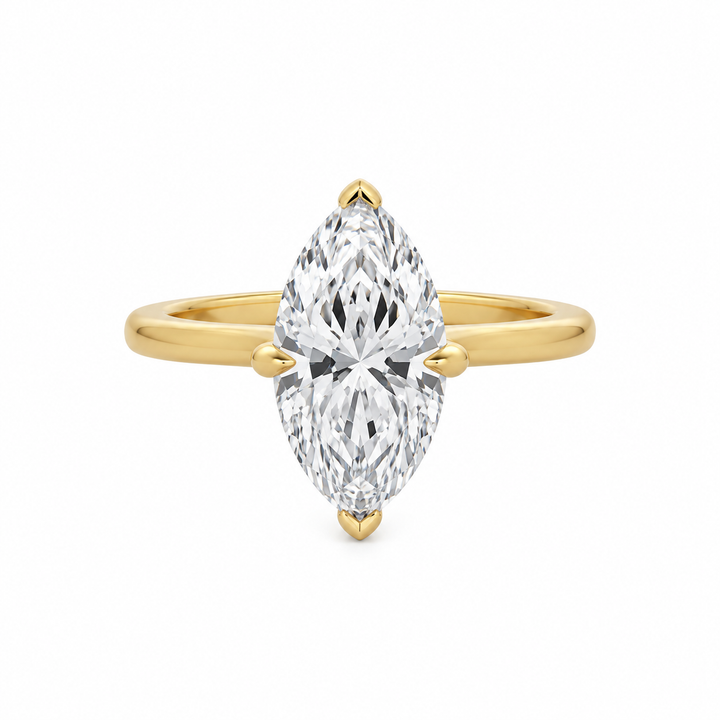 Lab Grown 3.03 CT Marquise Diamond 14K Yellow Gold Engagement Ring