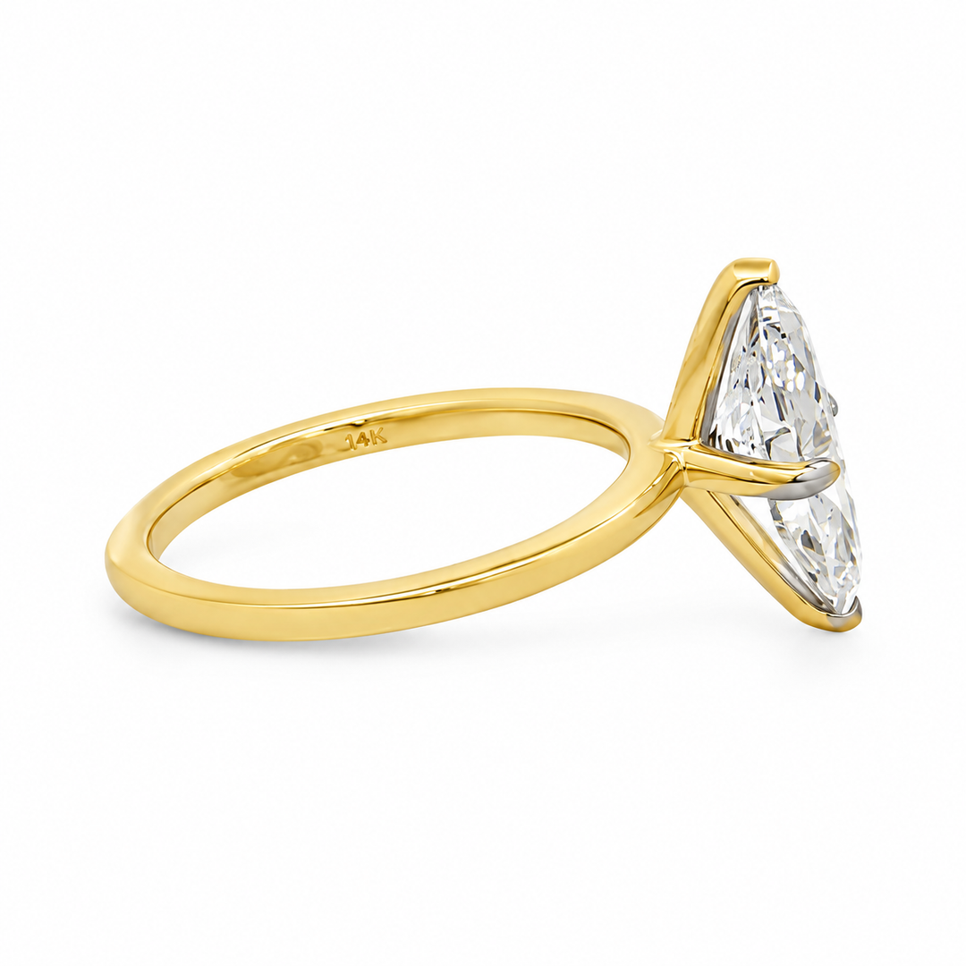 Lab Grown 3.03 CT Marquise Diamond 14K Yellow Gold Engagement Ring