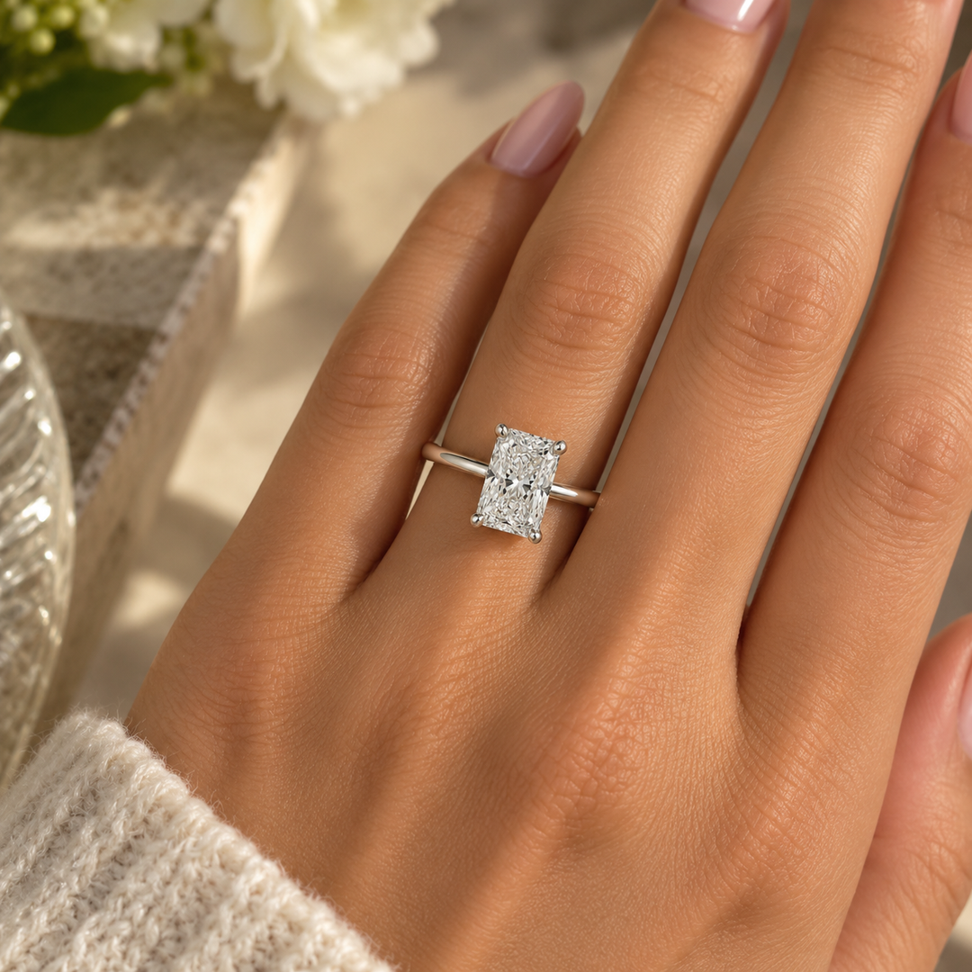Lab Grown 3.08 CTW Diamond 14K White Gold Radiant Engagement Ring