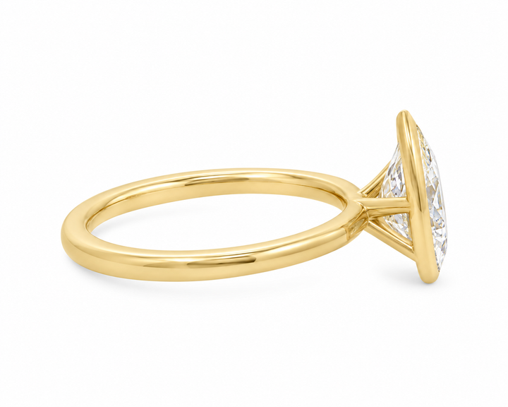 3.00 CT Pear-Shaped Lab Grown Diamond 14K Yellow Gold Bezel Engagement Ring