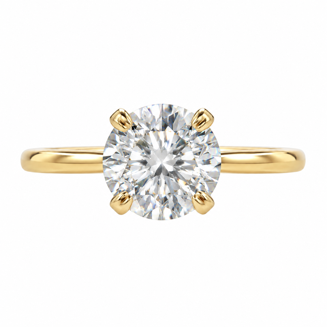 3.01 CT Round Lab Grown Diamond 14K Yellow Gold Engagement Ring