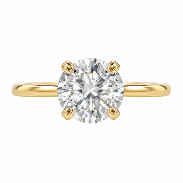 3.01 CT Round Lab Grown Diamond 14K Yellow Gold Engagement Ring