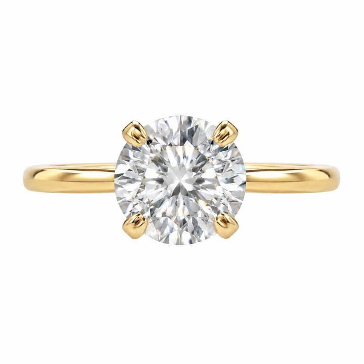 3.01 CT Round Lab Grown Diamond 14K Yellow Gold Engagement Ring