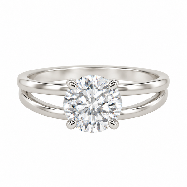 2.02 CT Round Lab Grown Diamond 18K White Gold Split Shank Engagement Ring
