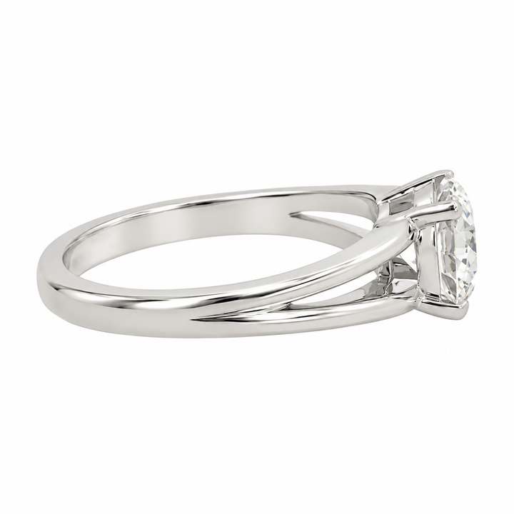 2.02 CT Round Lab Grown Diamond 18K White Gold Split Shank Engagement Ring