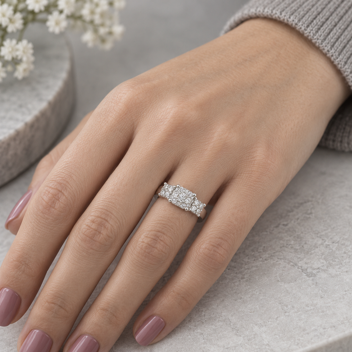 0.75 CTW 14K White Gold Diamond Cluster Ring