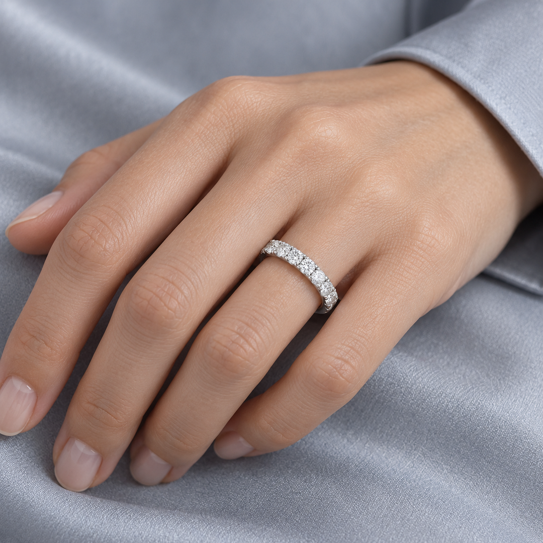 1.83 CTW Diamond Eternity Band 18K White Gold – 3MM Wide