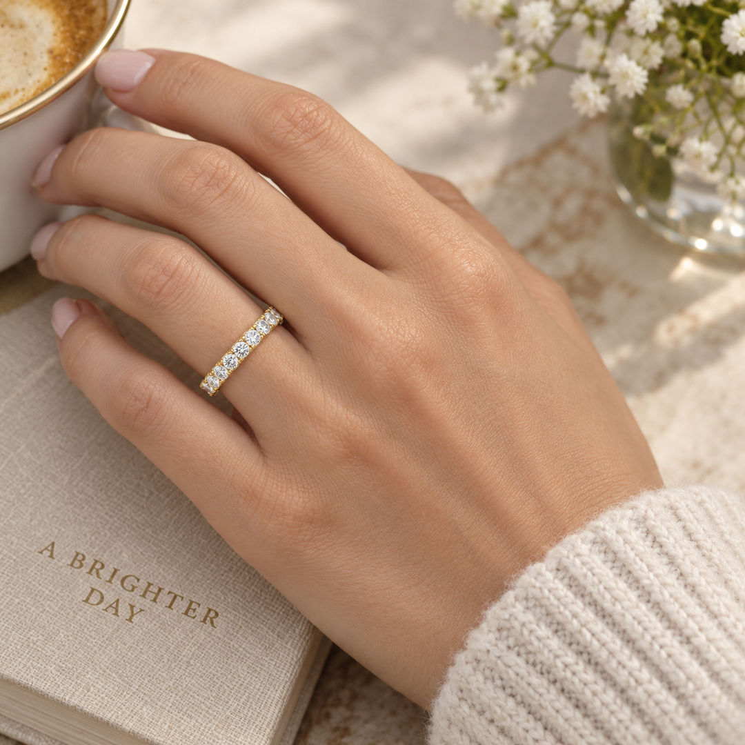 1.78 CTW Diamond Eternity Band 18K Yellow Gold – 3MM Wide
