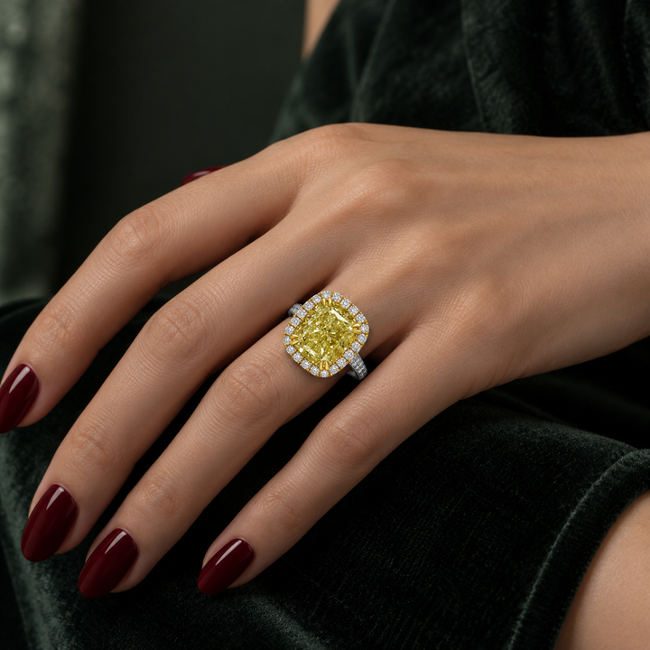 10.09 CT Fancy Yellow Diamond Platinum &amp; 18K Yellow Gold Ring