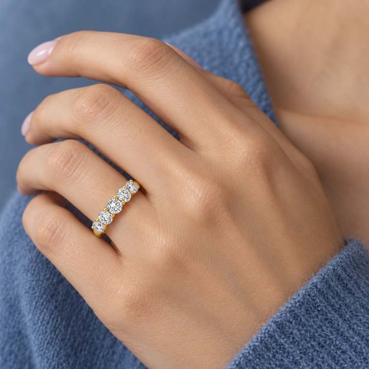 1.51 CTW Diamond 14K Yellow Gold 5-Stone Band Ring