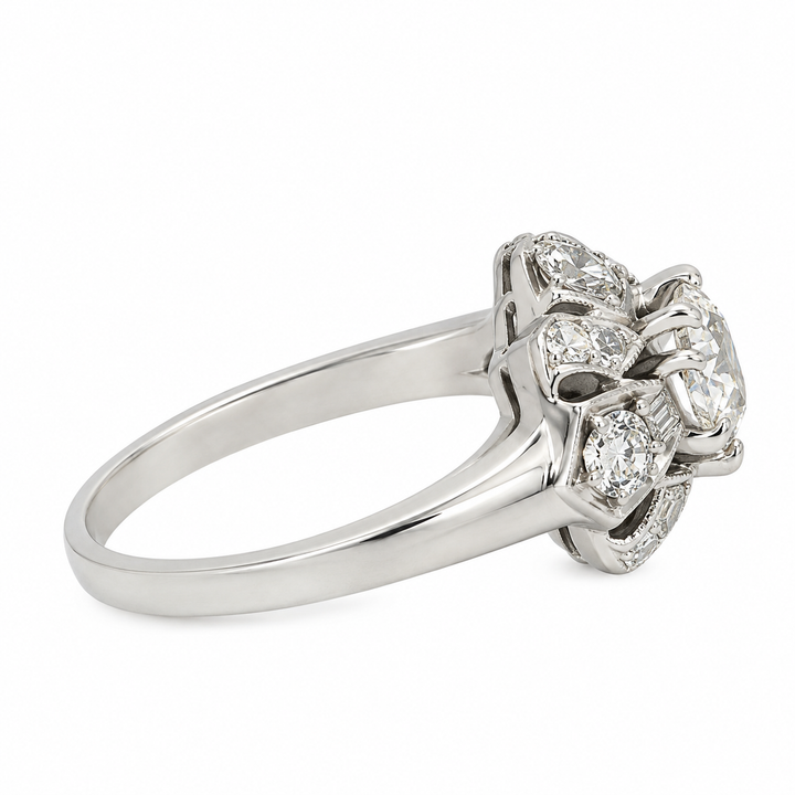 1.50 CTW Diamond Antique Ring in 14K White Gold