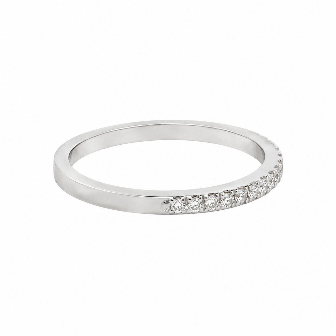 0.17 CTW Diamond Half Band Platinum Stackable Ring