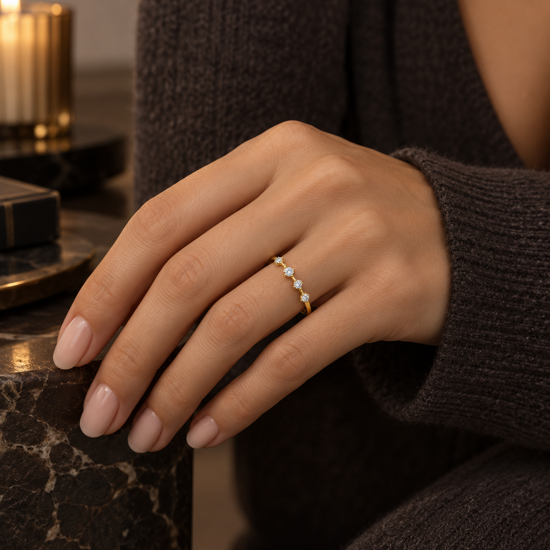 0.50 CTW Diamond 14K Yellow Gold Spaced Band – 2.5mm