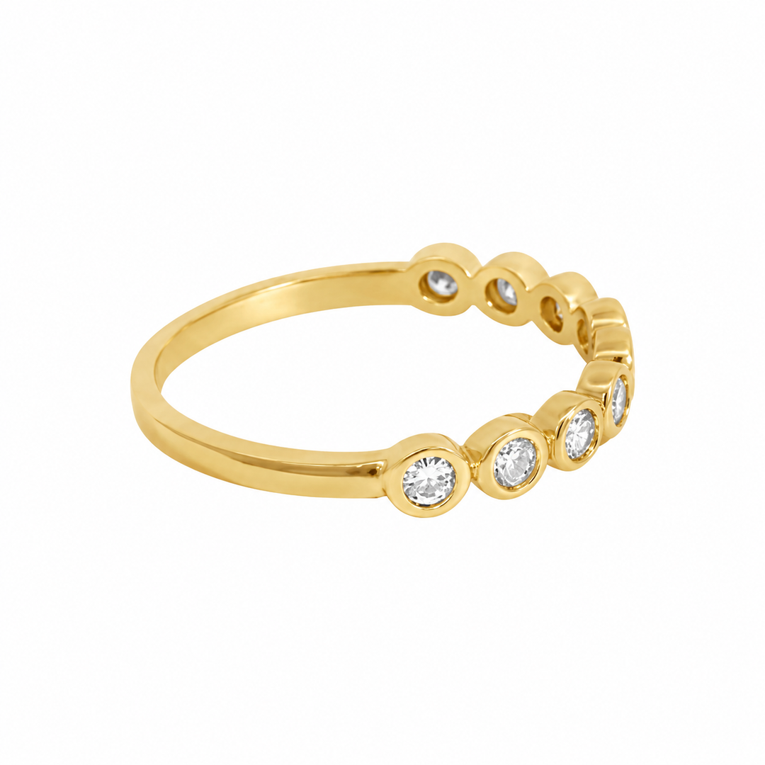 0.25 CTW Diamond 14K Yellow Gold Bezel Set Wedding Band Ring