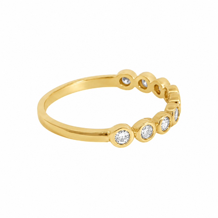 0.25 CTW Diamond 14K Yellow Gold Bezel Set Wedding Band Ring