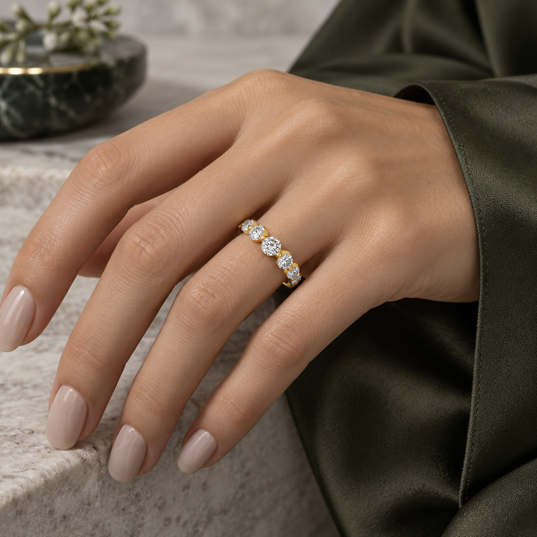 2.01 CTW Diamond 14K Yellow Gold Shared Prong Band Ring