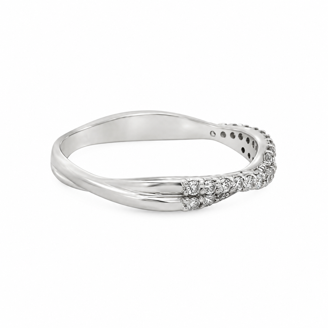 0.25 CTW Diamond Twisted Band, 14K White Gold
