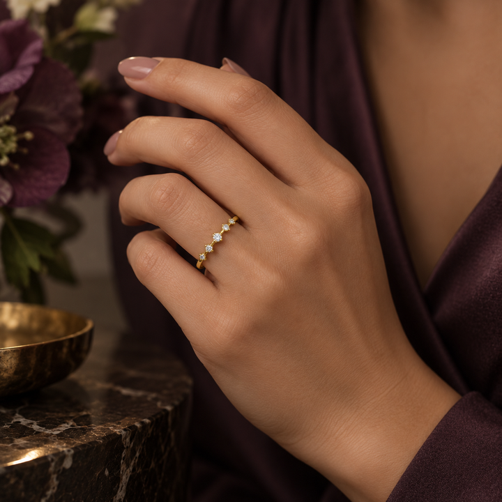 0.17 CTW Diamond 14K Yellow Gold Spaced Band – 2mm