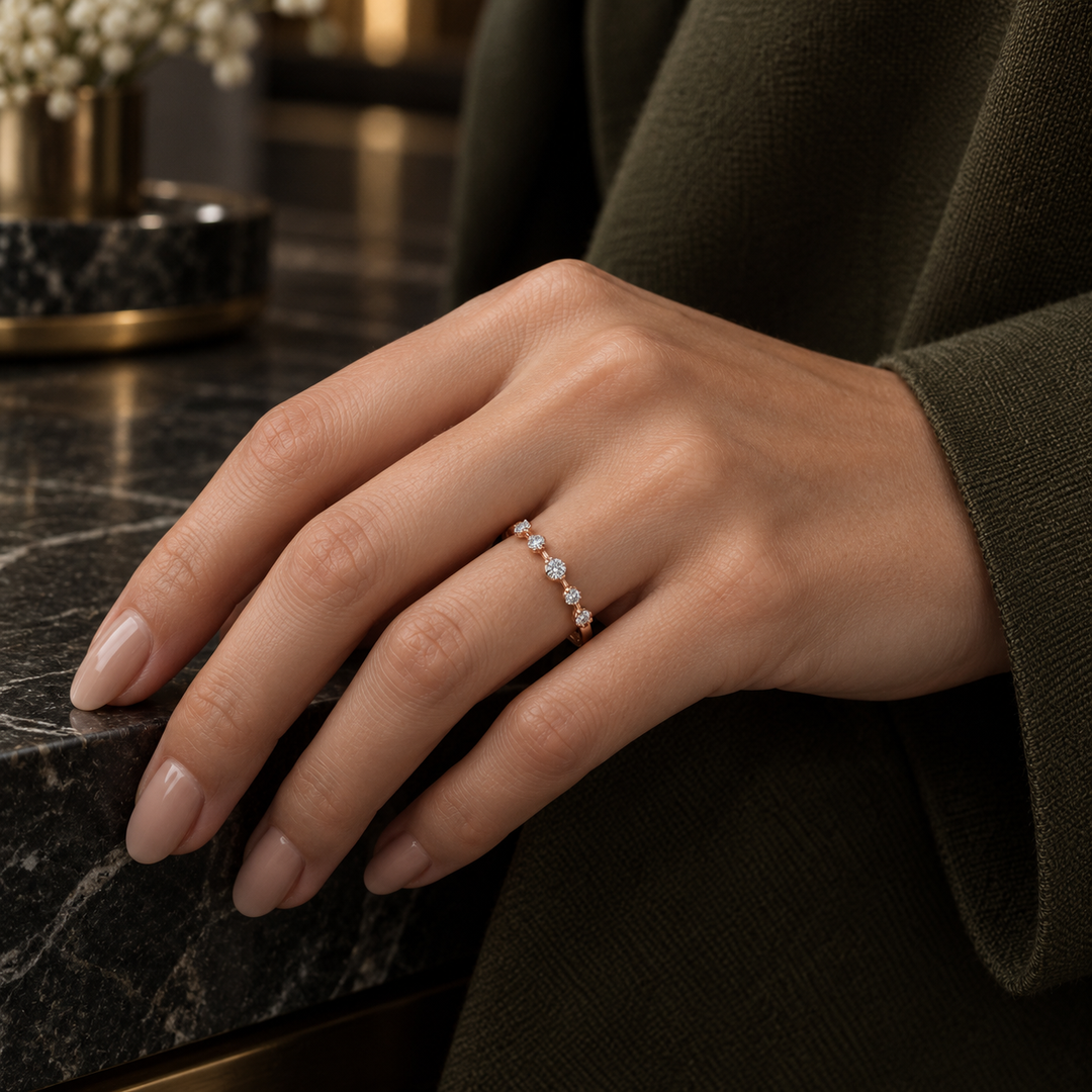 0.50 CTW Diamond 14K Rose Gold Spaced Band – 2.5mm
