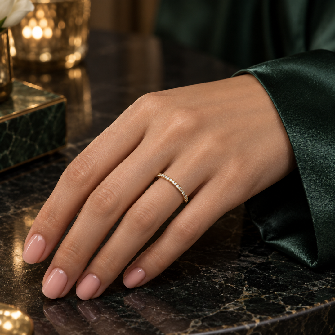 0.26 CTW Diamond 18K Yellow Gold Wedding Band – 1.8mm