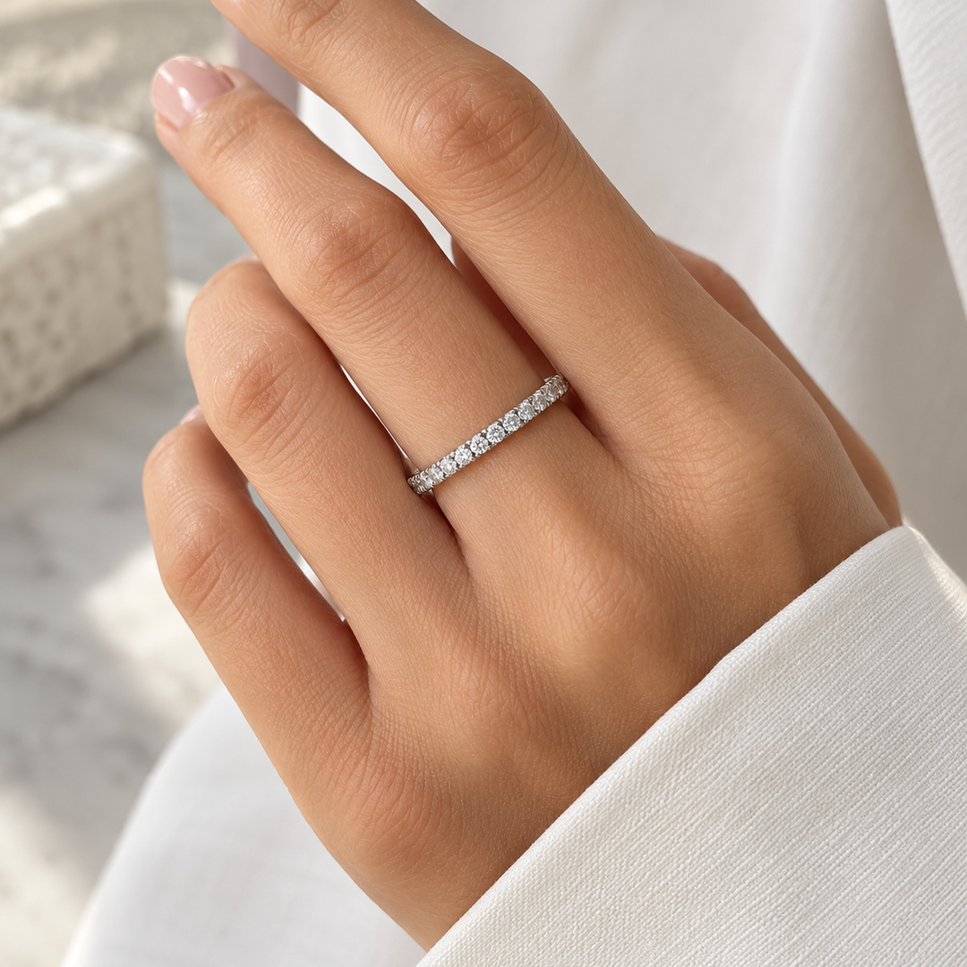 0.44 CTW Round Diamond 18K White Gold Wedding Band