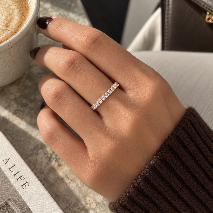 0.75 CTW Diamond 18K Rose Gold Wedding Band