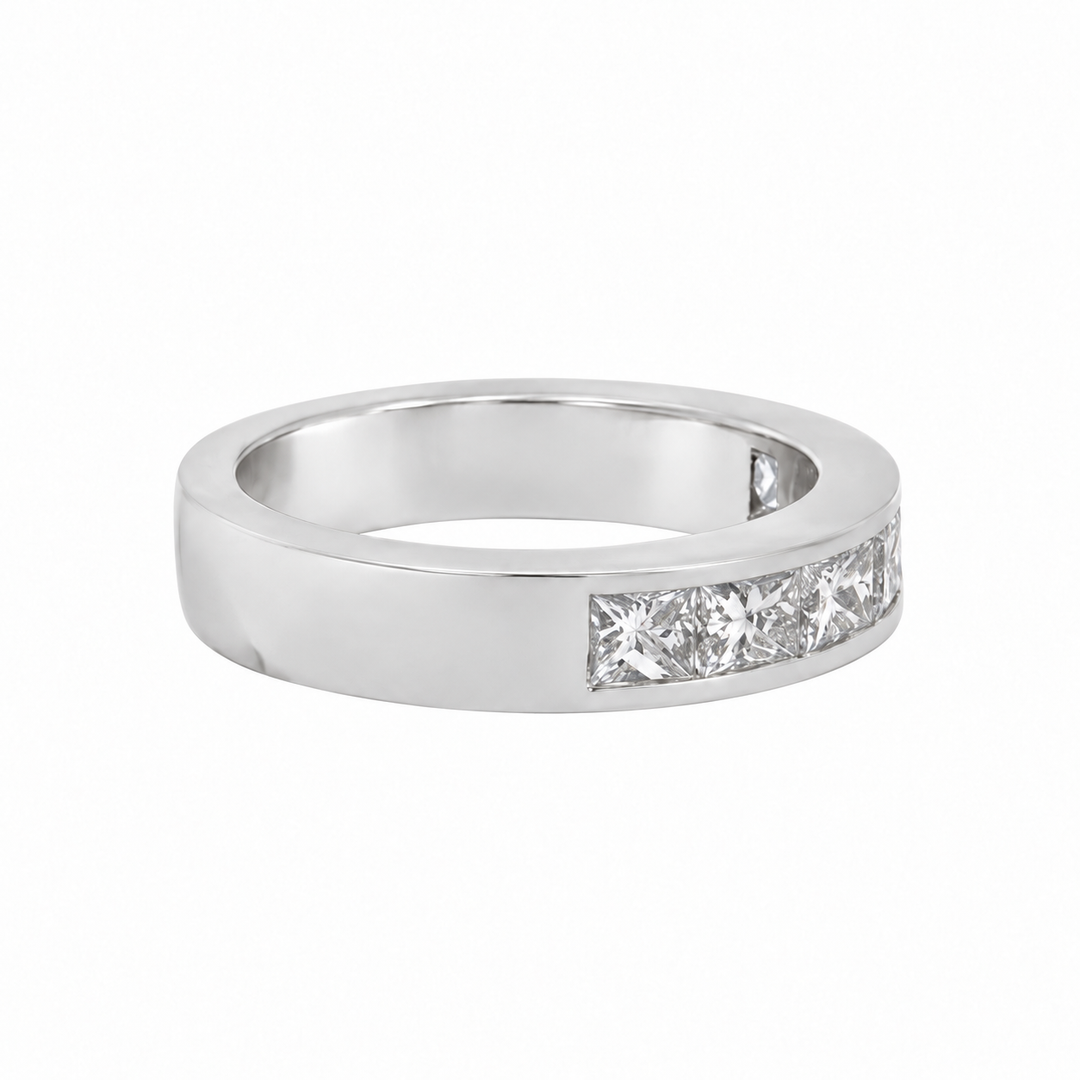 1.42 CTW Princess Cut Diamond 18K White Gold Channel Set Ring