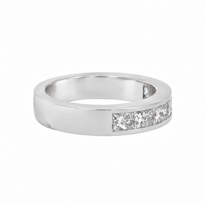 1.42 CTW Princess Cut Diamond 18K White Gold Channel Set Ring