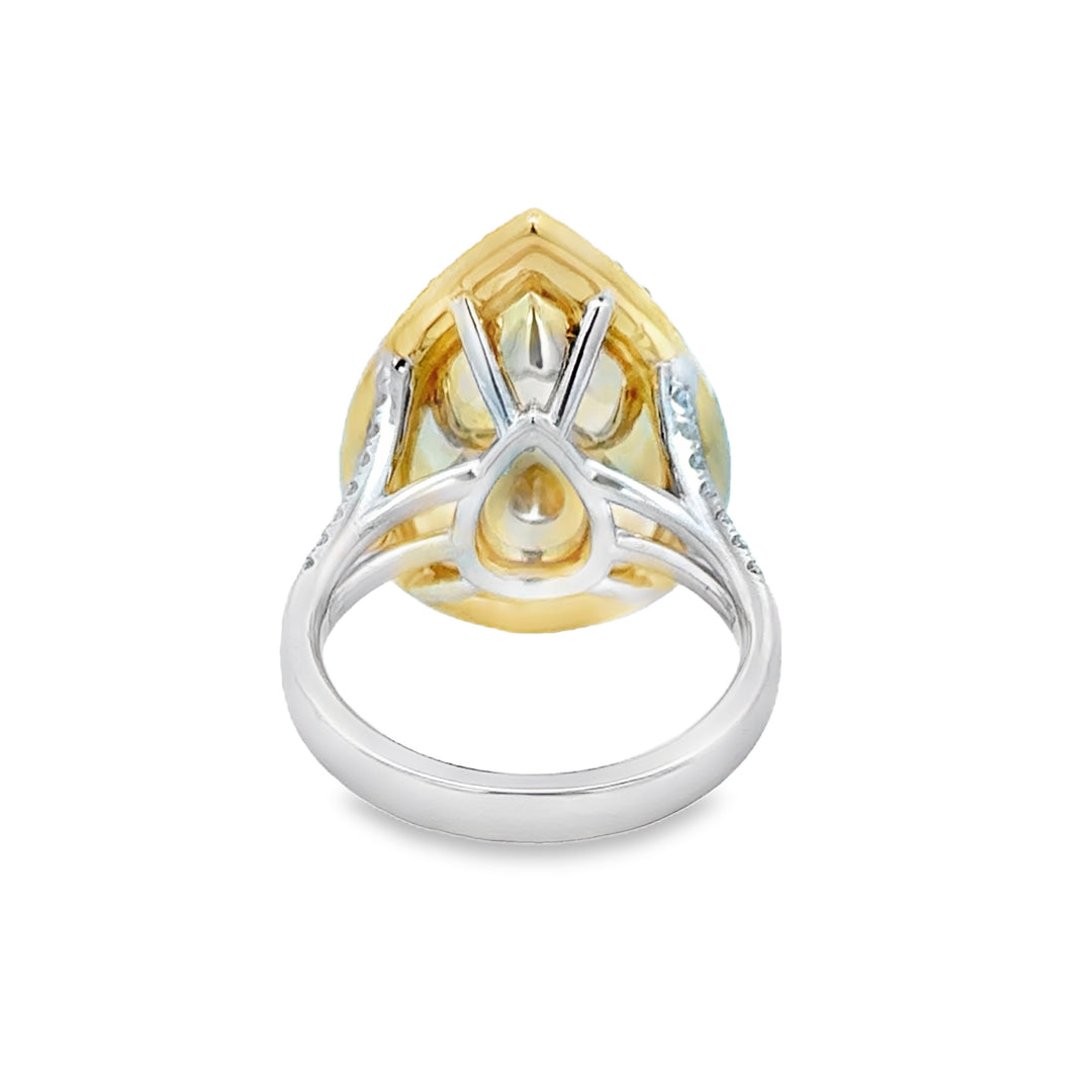10.57 CT GIA Certified Natural Fancy Light Yellow Diamond 18K Two-Tone Gold Ring