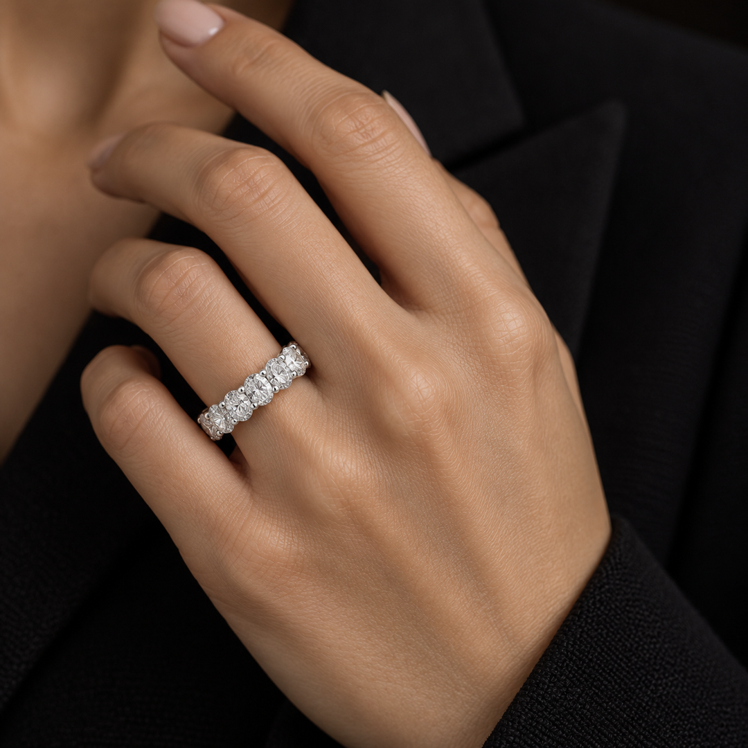 4.50 CTW Oval Diamond 14K White Gold Eternity Band