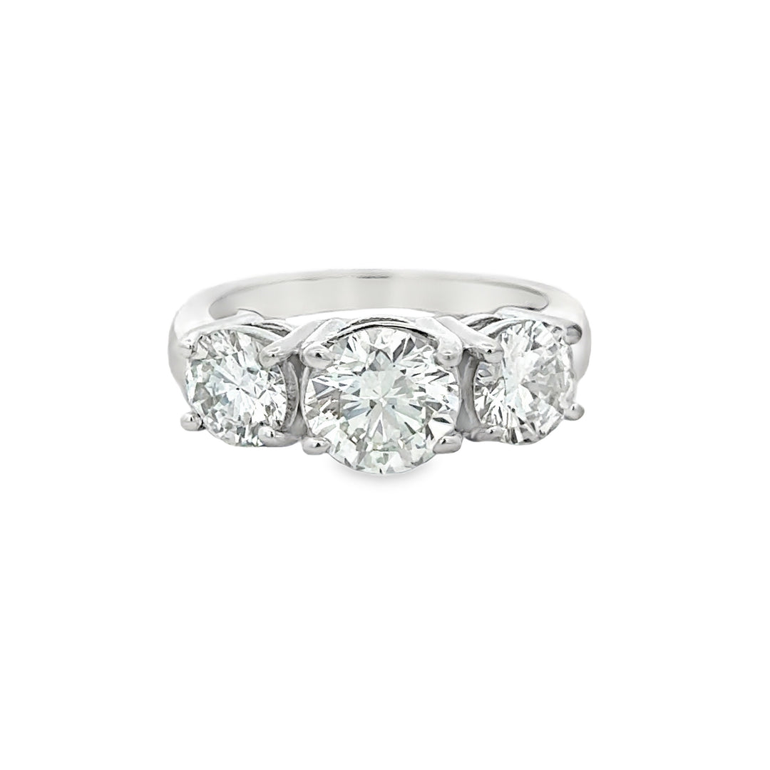 2.56 CTW GIA Certified Three-Stone Diamond Engagement Ring in 14K White Gold