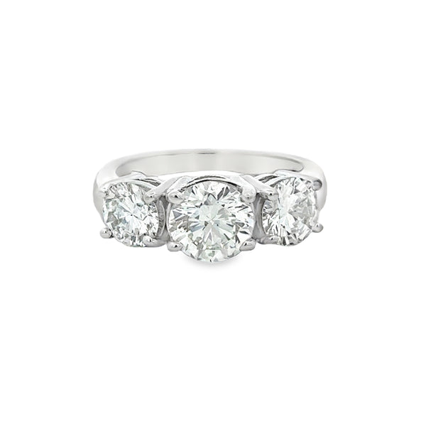 2.56 CTW GIA Certified Three-Stone Diamond Engagement Ring in 14K White Gold