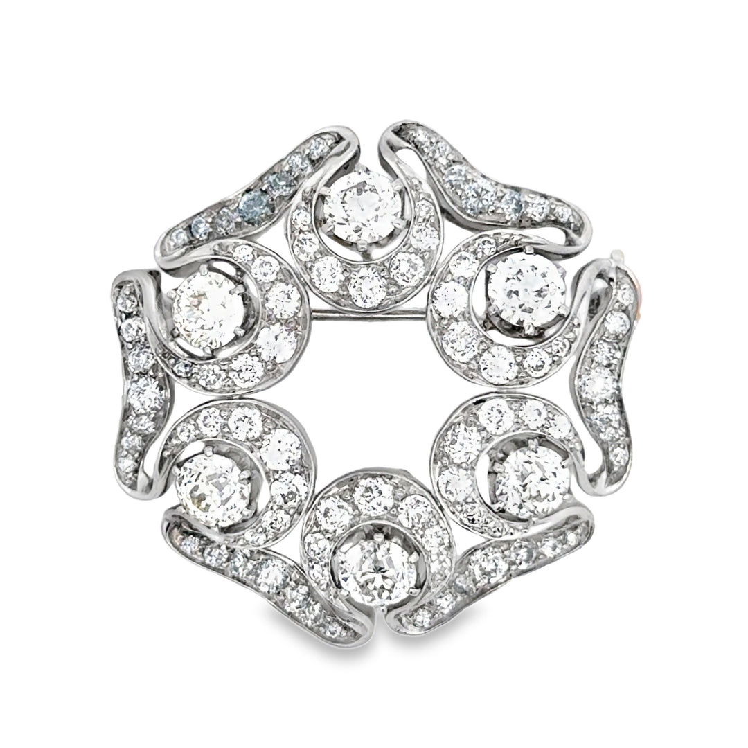 Antique Tiffany &amp; Co. 5.55 CTW Diamond Platinum Edwardian Brooch &amp; Pendant, Circa 1900–1910