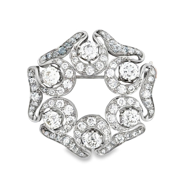 Antique Tiffany & Co. 5.55 CTW Diamond Platinum Edwardian Brooch & Pendant, Circa 1900–1910