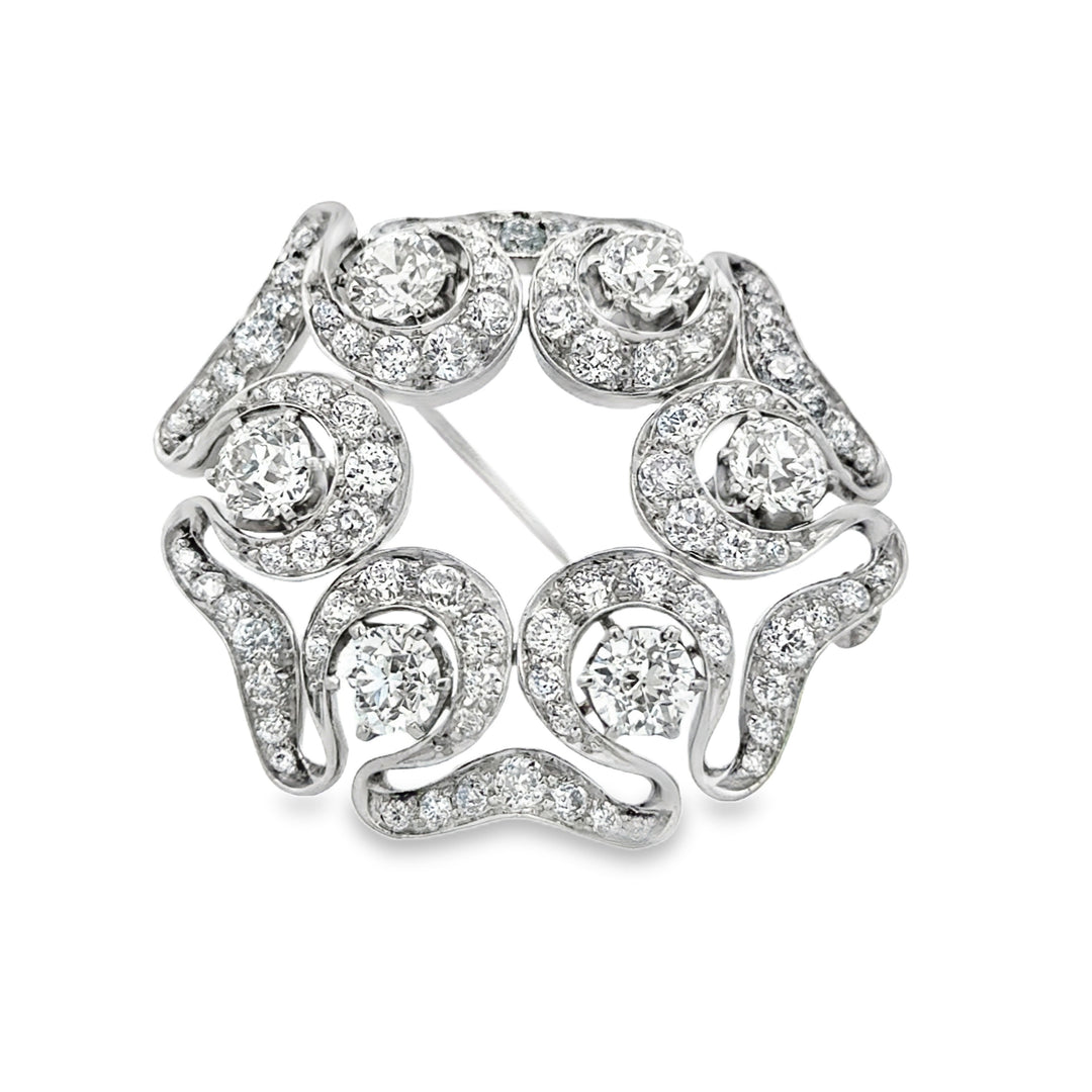 Antique Tiffany &amp; Co. 5.55 CTW Diamond Platinum Edwardian Brooch &amp; Pendant, Circa 1900–1910