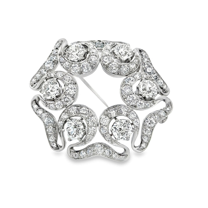 Antique Tiffany &amp; Co. 5.55 CTW Diamond Platinum Edwardian Brooch &amp; Pendant, Circa 1900–1910