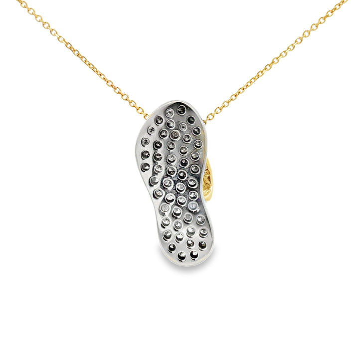 0.65 CTW Diamond 14K Two-Tone Gold Pavé Flip-Flop Sandal Pendant Necklace