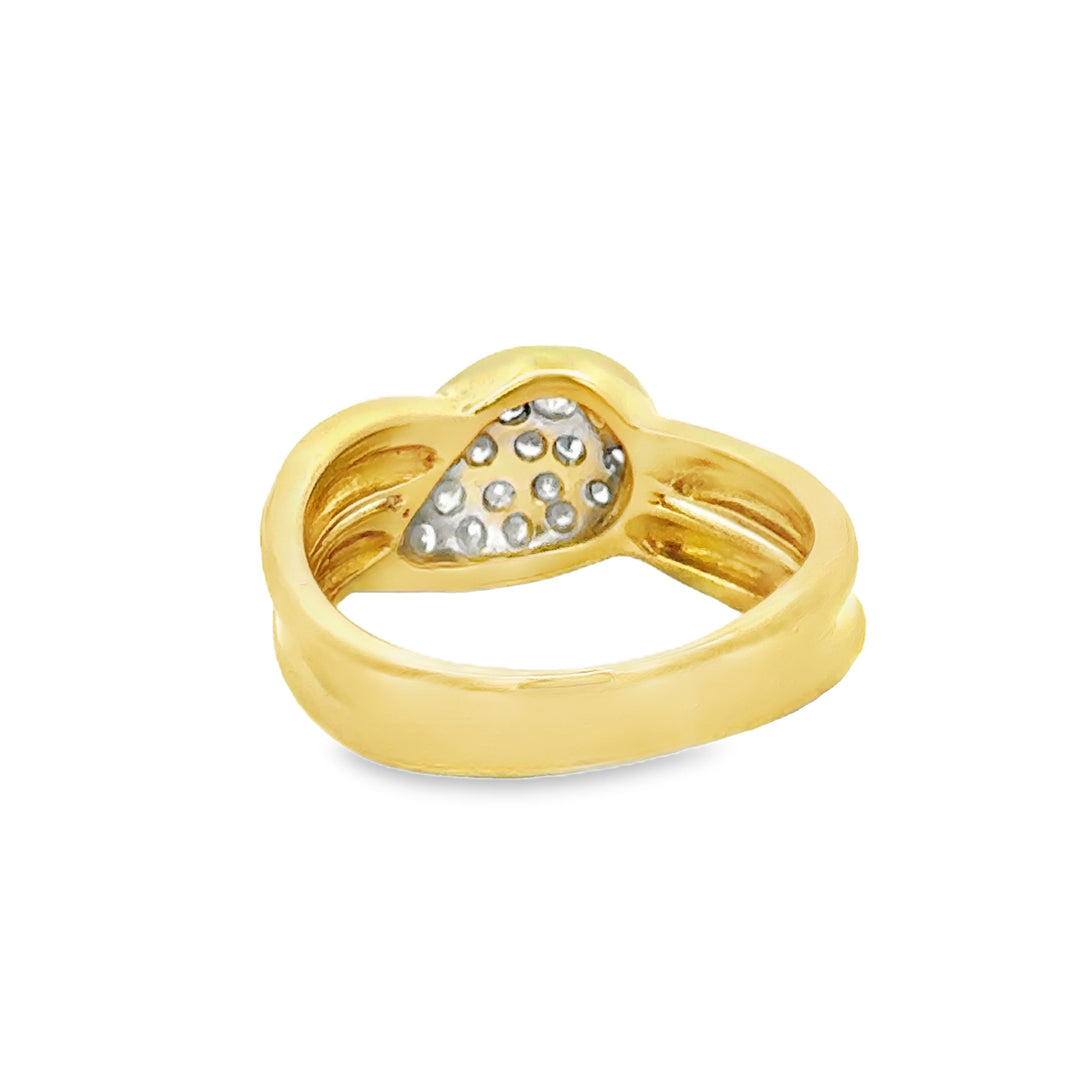 0.45 CTW Diamond 18K Yellow Gold Pavé Teardrop Statement Ring
