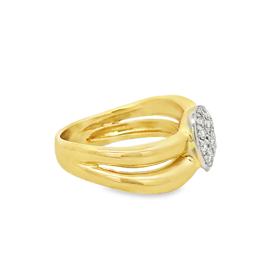 0.45 CTW Diamond 18K Yellow Gold Pavé Teardrop Statement Ring