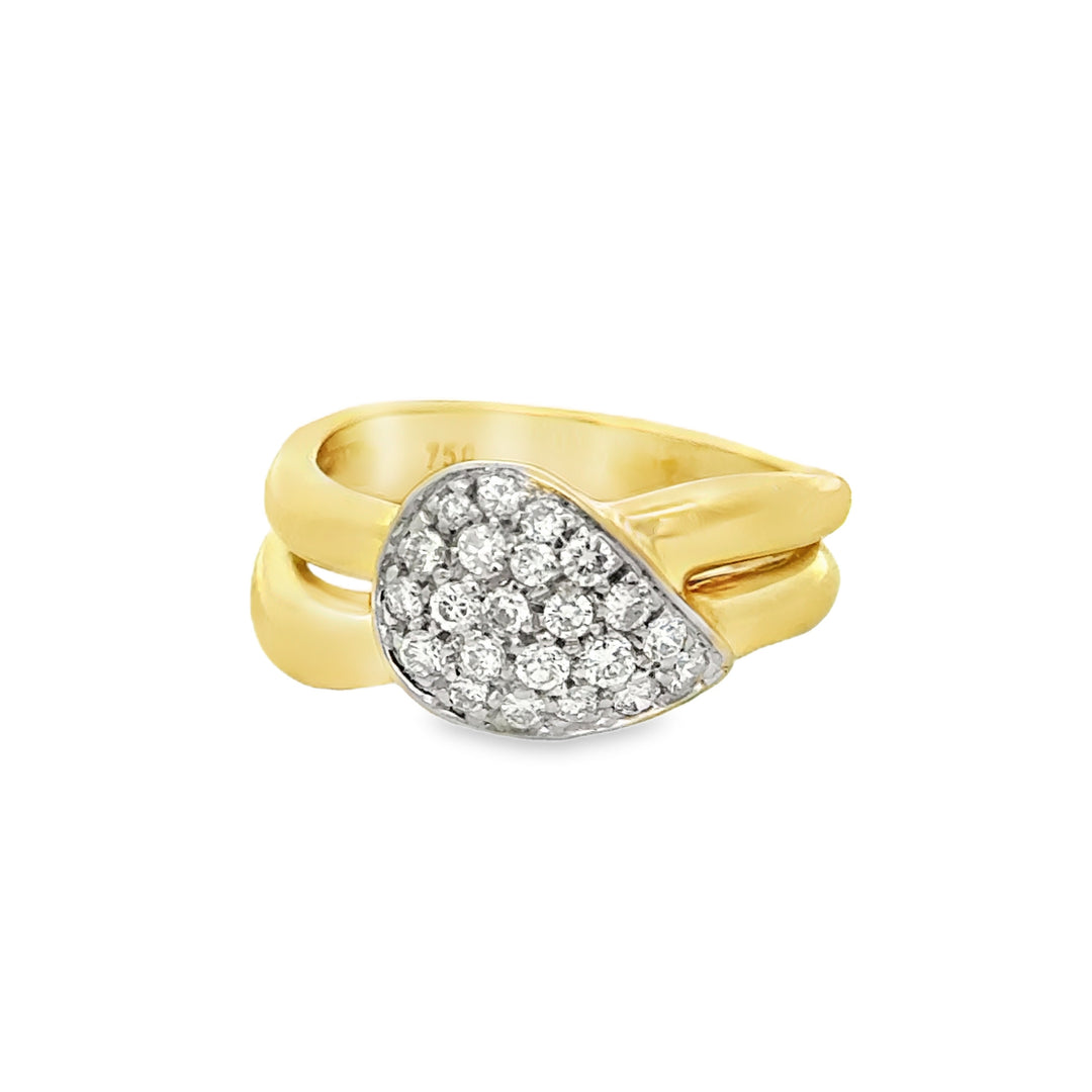 0.45 CTW Diamond 18K Yellow Gold Pavé Teardrop Statement Ring