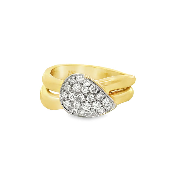 0.45 CTW Diamond 18K Yellow Gold Pavé Teardrop Statement Ring