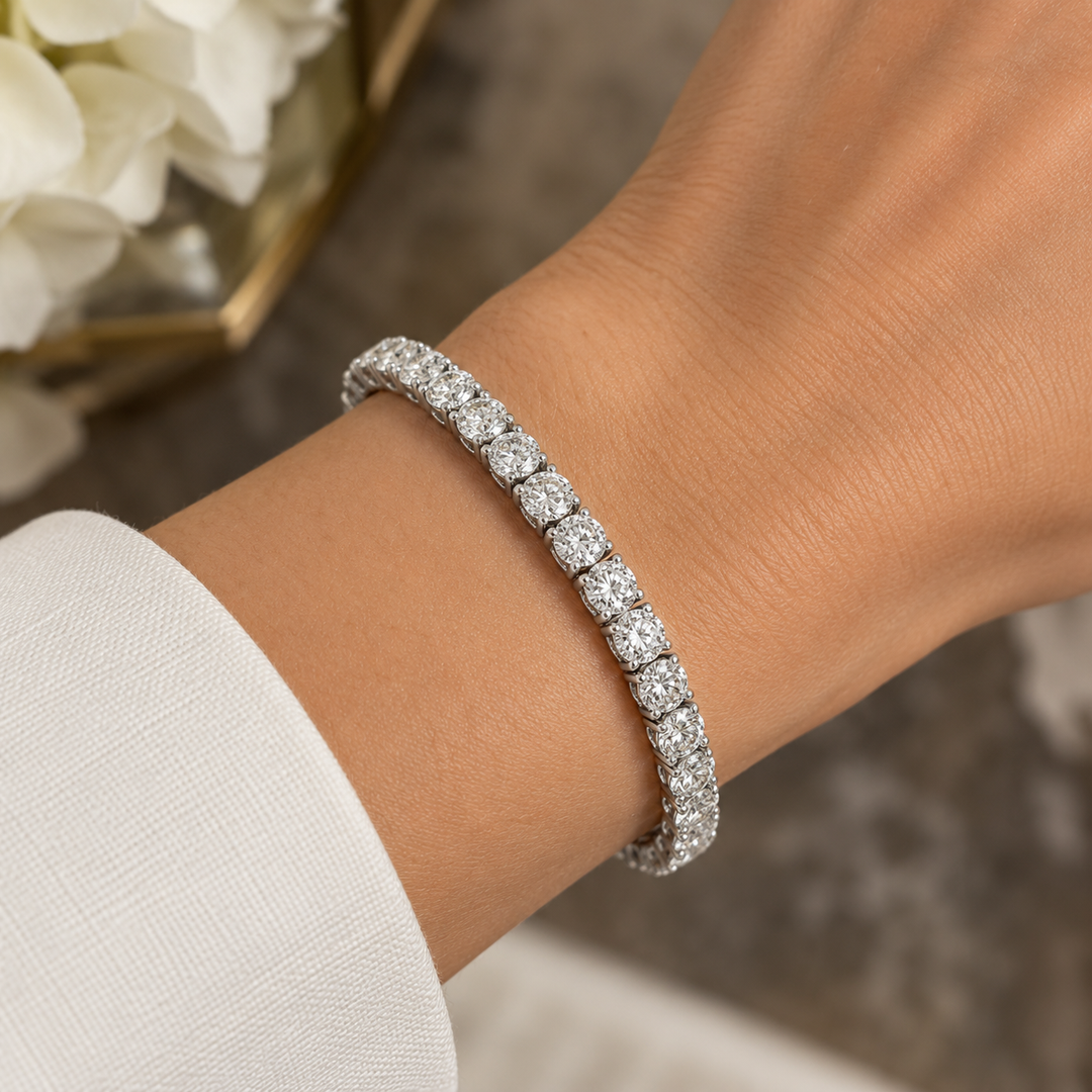 17.87 CTW Round Brilliant Diamond 14K White Gold Tennis Bracelet