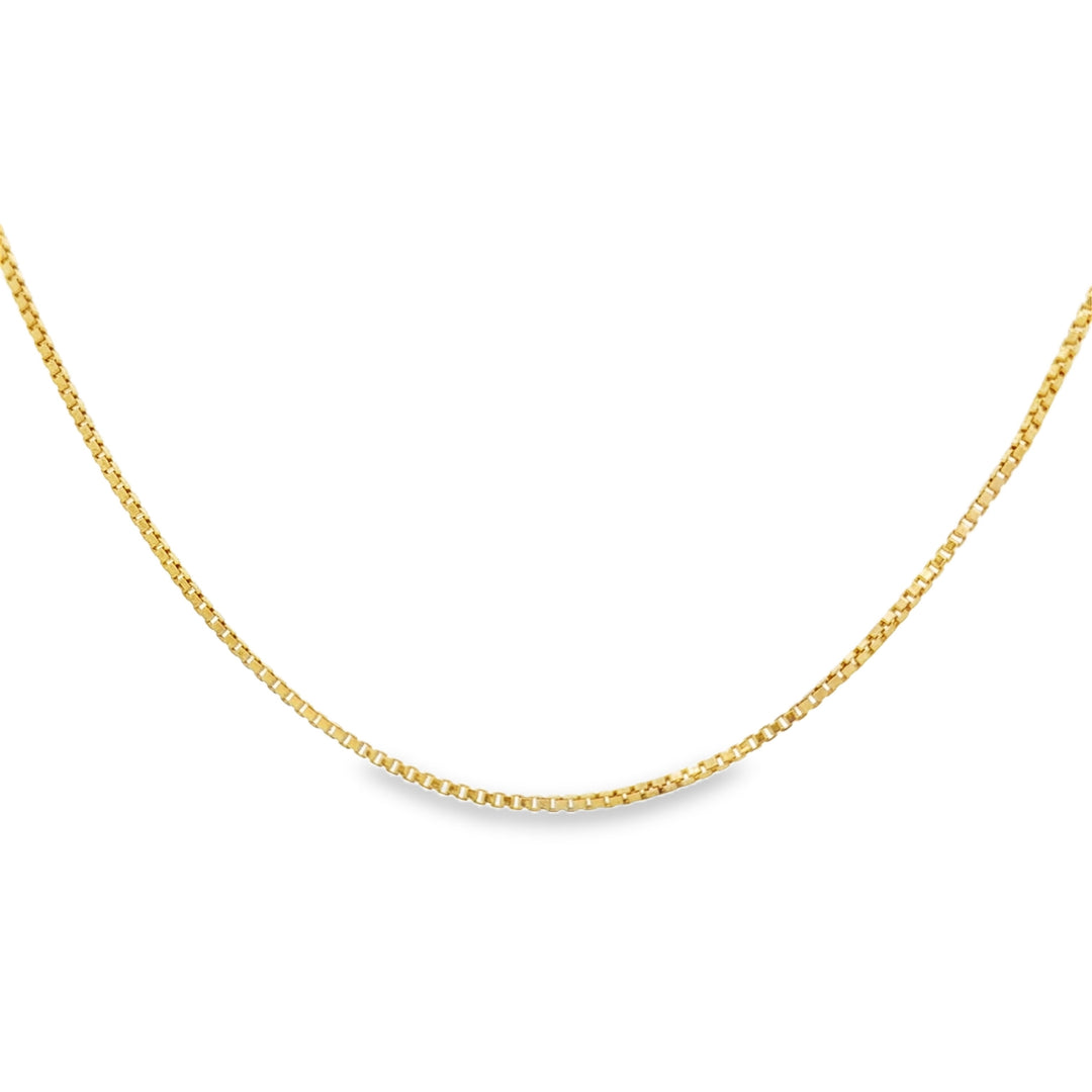 14K Yellow Gold 16-Inch 1.3mm Box Chain Necklace